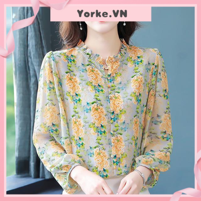 Áo Sơ Mi chiffon Tay Dài Kiểu Dáng Đơn Giản Thời Trang Hàn Quốc