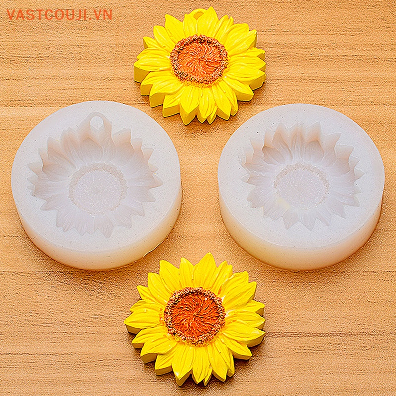 Khuôn Silicon Hình Hoa Hướng Dương 3D Có Lỗ Tự Làm Gương Chiếu Hậu Xe Hơi
