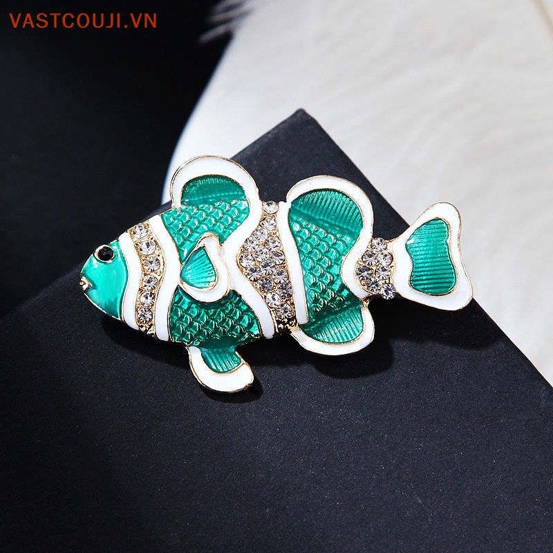 Ghim Cài Áo Hình Cá Đính Đá Nhân Tạo Thời Trang Dành Cho Nữ