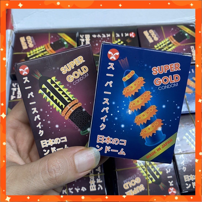 Bao Cao Su Gân Gai Bi Lớn SUPER GOLD Nhật Bản - Hộp 2 Cái