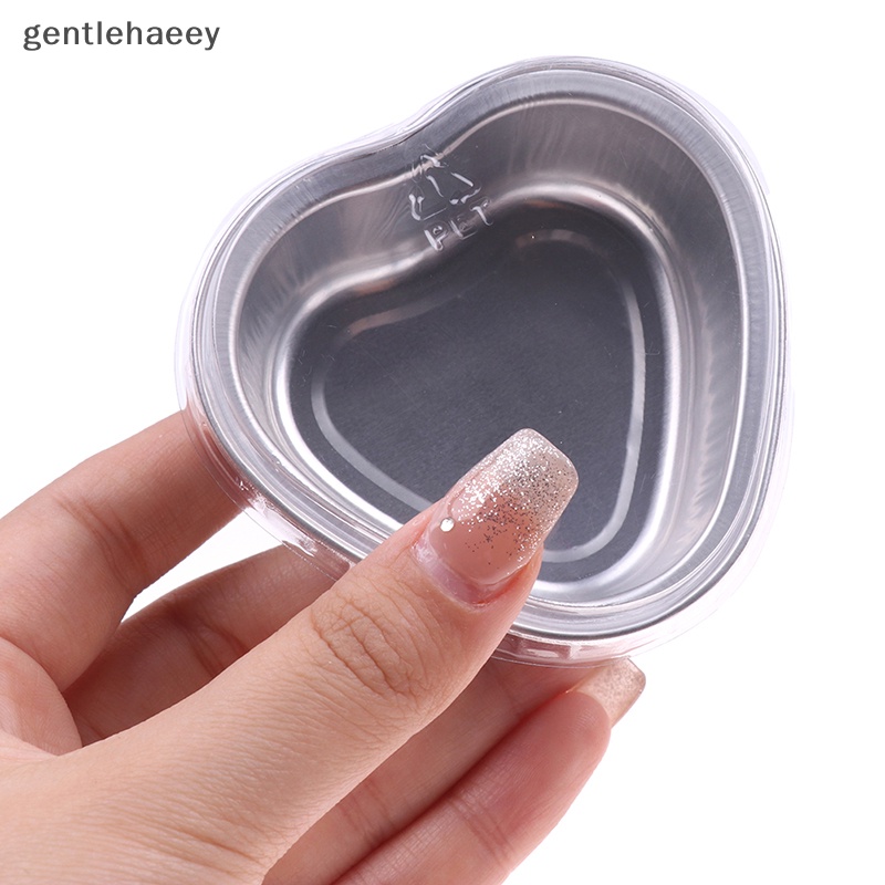 Set 10 Cốc Lá Nhôm 55ml Hình Trái Tim Làm Bánh Cupcake Có Nắp Đậy