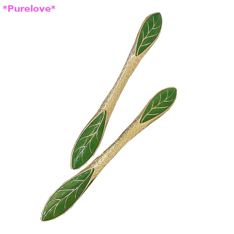 Kẹp Tóc Hình Lá Tráng Men Xanh Phong Cách Tối Giản Cổ Điển Cho Nữ Mới