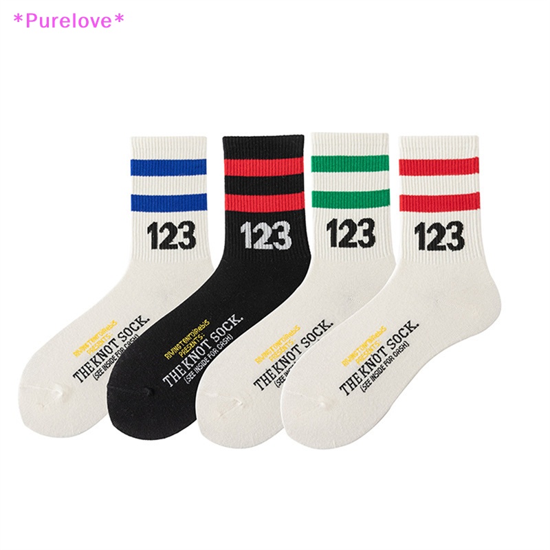 Vớ Thể Thao Họa Tiết Kẻ Sọc In Chữ Kỹ Thuật Số Phong Cách Hip Hop Đường Phố Harajuku Thời Trang Cho Nam Và Nữ Mới