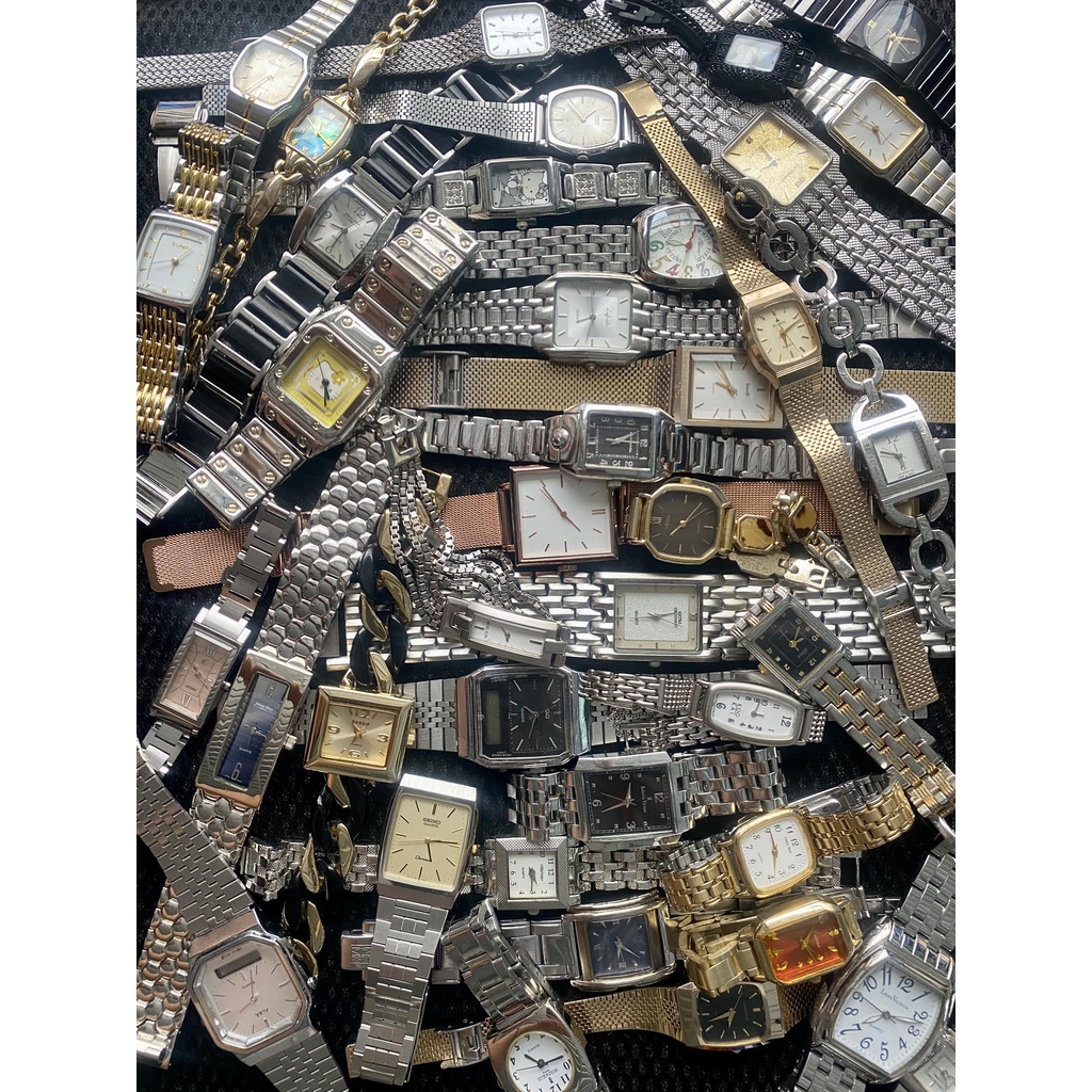 (L@d@) Đồng hồ nữ form vuông, chữ nhật, dây kim loại nhiều mẫu mã đa dạng hàng 2hand, vintage bãi Nhật