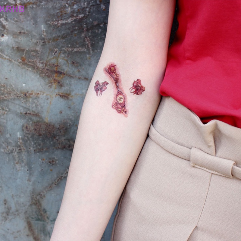 1 Tấm Hình Xăm Dán Vết Thương Máu Chống Nước Phong Cách Halloween Độc Đáo Mới