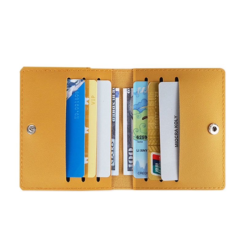 Ví Da PU Mini Siêu Mỏng 8 Ngăn Đựng Thẻ Kèm Nút Bấm Giá Đỡ