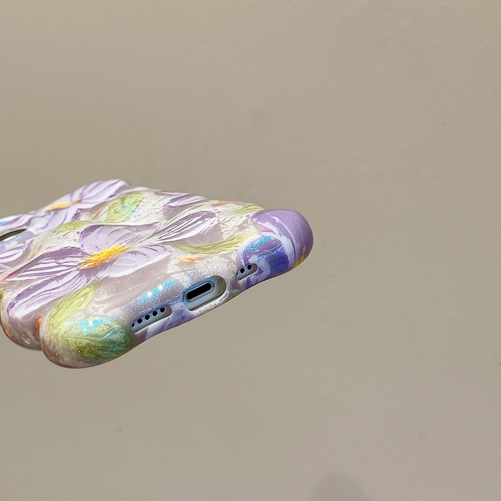 Ốp Lưng Chất Liệu TPU Chống Sốc Họa Tiết Hoa Tím Cho Apple IPhone 14 13 12 11 Pro Max