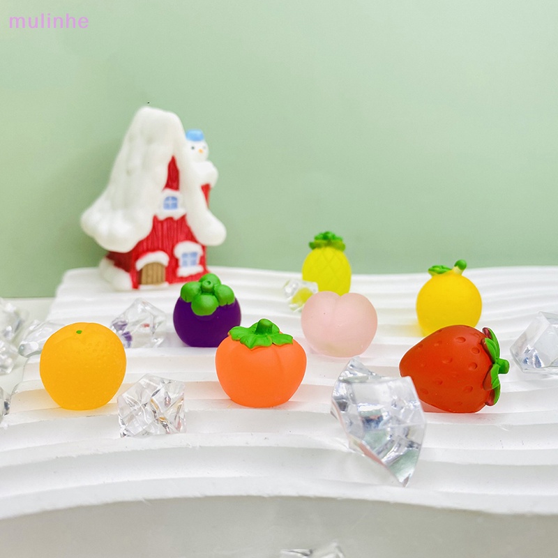 Set 5 Móc Khóa Hình Trái Cây Mini Bằng Resin Dạ Quang Dễ Thương DIY