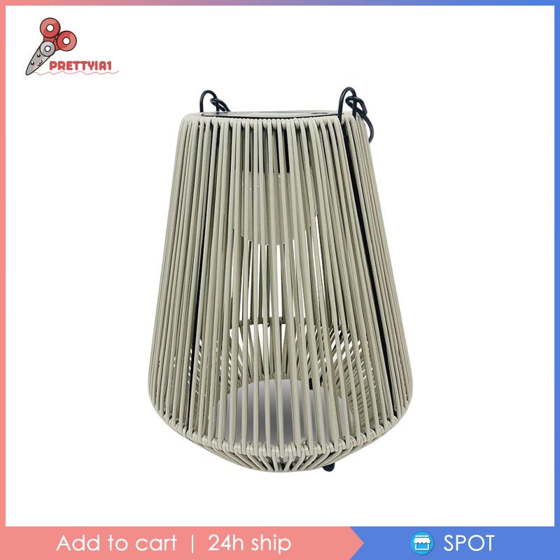 [Prettyia1] Lồng Đèn Kim Loại Năng Lượng Mặt Trời Treo Trang Trí Bàn Làm Việc Có Tay Cầm Cho Sân Vườn