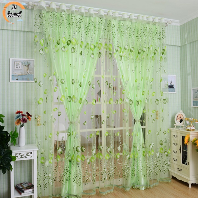 Rèm cửa sổ Vải Tuyn Hình Hoa Tulip 3 Màu Tùy Chọn