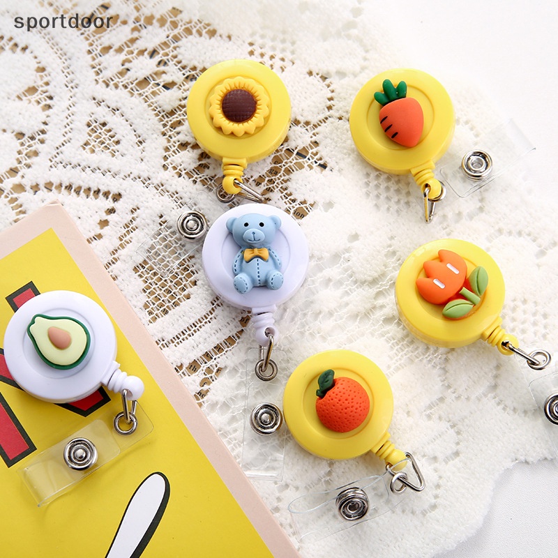 [sportoutdoor] Kẹp Giữ Thẻ ID Tên Xe Bus Hình Động Vật Trái Cây Hoạt Hình Có Thể Thu Gọn [out]