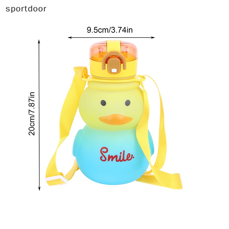 1 Bình Nước Hình Vịt Dễ Thương Có Dây Đeo Tùy Chỉnh Kèm Ống Hút Cho Học Sinh