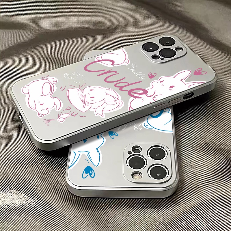 Ốp Điện Thoại TPU Silicone Mềm Mạ Điện Chống Sốc In Hình Thỏ Đáng Yêu Cho IPhone 14 11 13 12 Pro Max XS XR X 8 + 7 6S Plus
