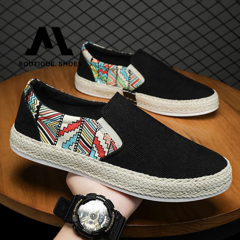 Giày Vải Canvas Thoáng Khí Một Hàng Nút Phong Cách Bắc Kinh Cổ Điển Mùa Hè 2023 Mới Cho Nam