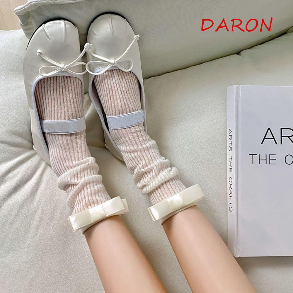 Vớ Cao Ngang Bắp Chân Thoáng Khí Kẻ Sọc Màu Sắc Trơn Đính Nơ Thời Trang Mùa Hè Cho Nữ