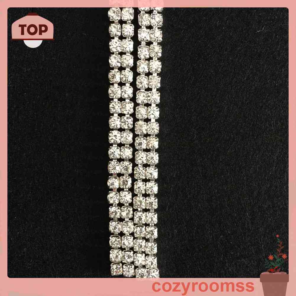 Dây Xích 2 Vòng Màu Bạc x 1 yard SS16 Trong Suốt Đính Đá Thời Trang Cho Nữ SS16