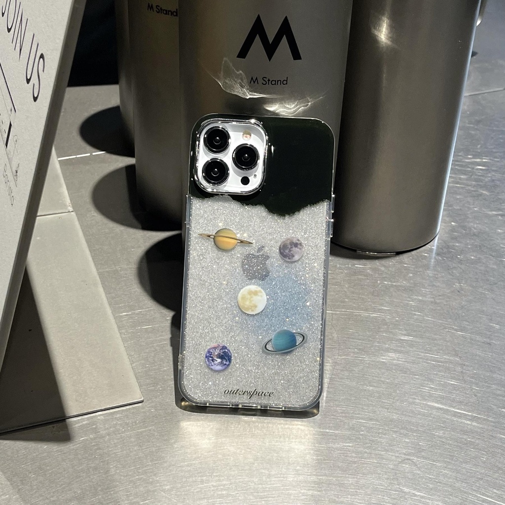 Ốp Điện Thoại TPU Silicon Mềm Chống Sốc Hai Mặt Họa Tiết Hành Tinh Cho iPhone 14 13 12 11 PRO MAX