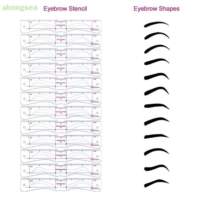 Set 12 Thẻ Khuôn Hỗ Trợ Vẽ Lông Mày Tái Sử Dụng Tiện Lợi