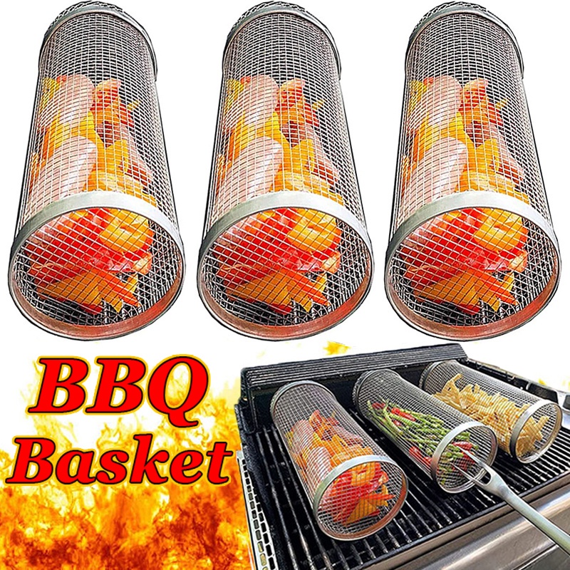 Vỉ Nướng BBQ Bằng Thép Không Gỉ Có Tay Cầm Cách Nhiệt Tiện Dụng