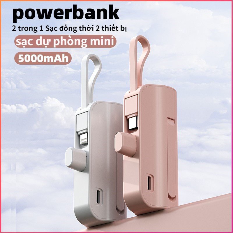 【FREESHIP】sạc dự phòng điện thoại 5.000mAh hỗ trợ sạc nhanh - Sạc đồng thời 2 thiết bị