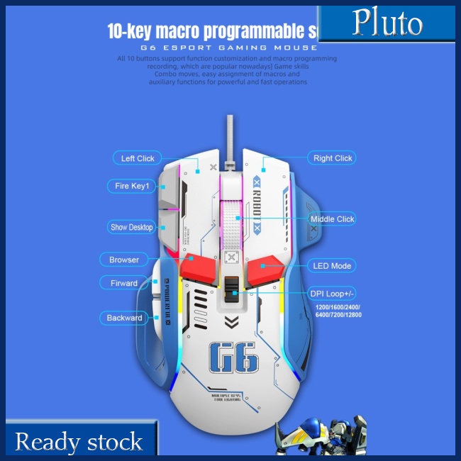 Mới Chuột Quang Chơi Game G6 12800dpi Rgb Nhiều Màu Sắc