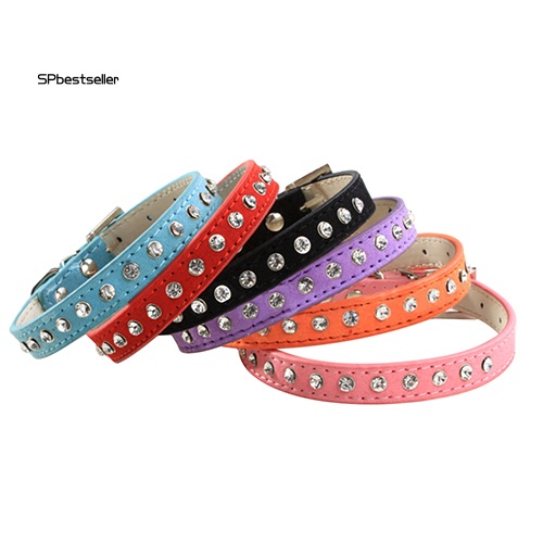 Vòng Cổ Da Lộn Đính Đá Nhân Tạo Màu Trong Suốt Dễ Điều Chỉnh Thời Trang Cho Thú Cưng