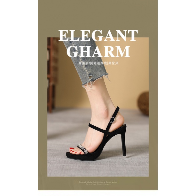 Giày Cao Gót Đế Xuồng Đính Đá Chống Thấm Nước Thời Trang Mùa Hè 2022 8183-10