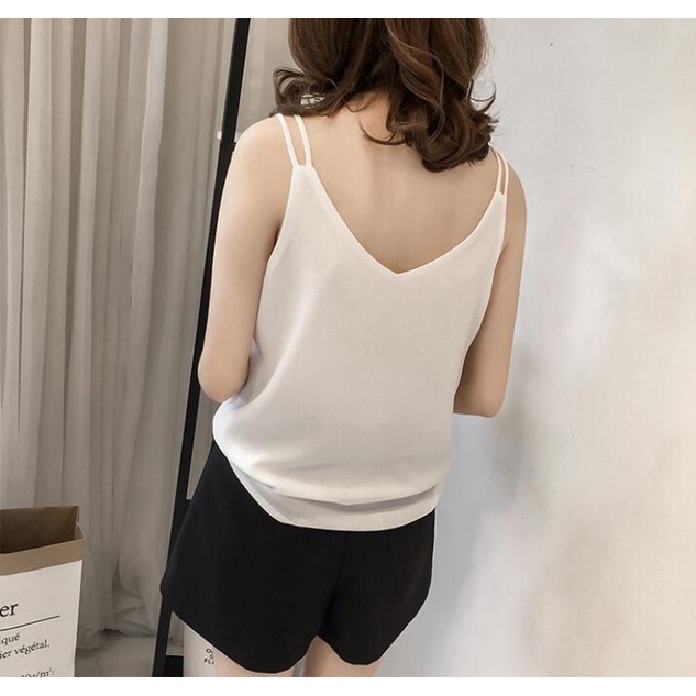 Áo Tank Top Không Tay Cổ Chữ V Dáng Rộng Plus Size Cho Nữ