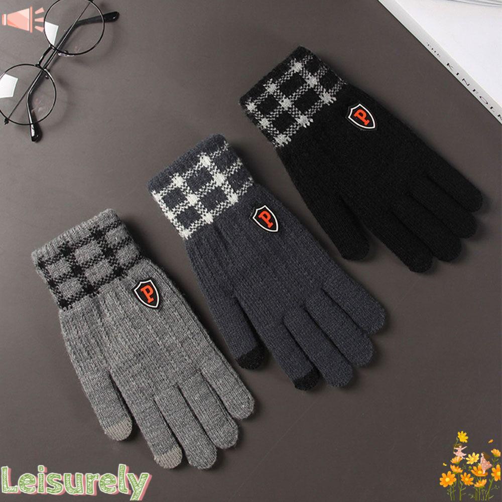 Găng Tay Lái Xe Vải Lông Cừu Dày Dặn Giữ Ấm Có Thể Chạm Màn Hình Cảm Ứ