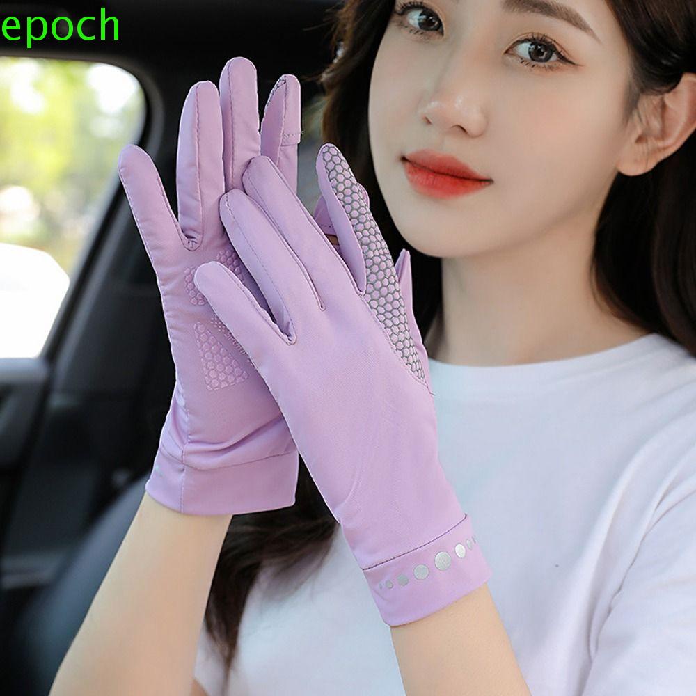 Epoch Găng Tay Lái Xe Năm Ngón Chống Tia UV Họa Tiết Chấm Bi Dành Cho Nữ