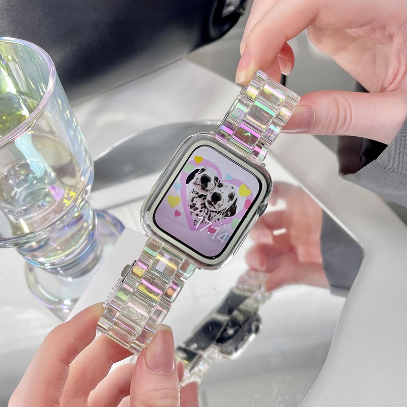 Dây Đeo Bằng Nhựa Màu Laser Cho iWatch Series 8 7 6 5 4 3 2 1 41mm 45mm 44mm 40mm 42mm 38mm