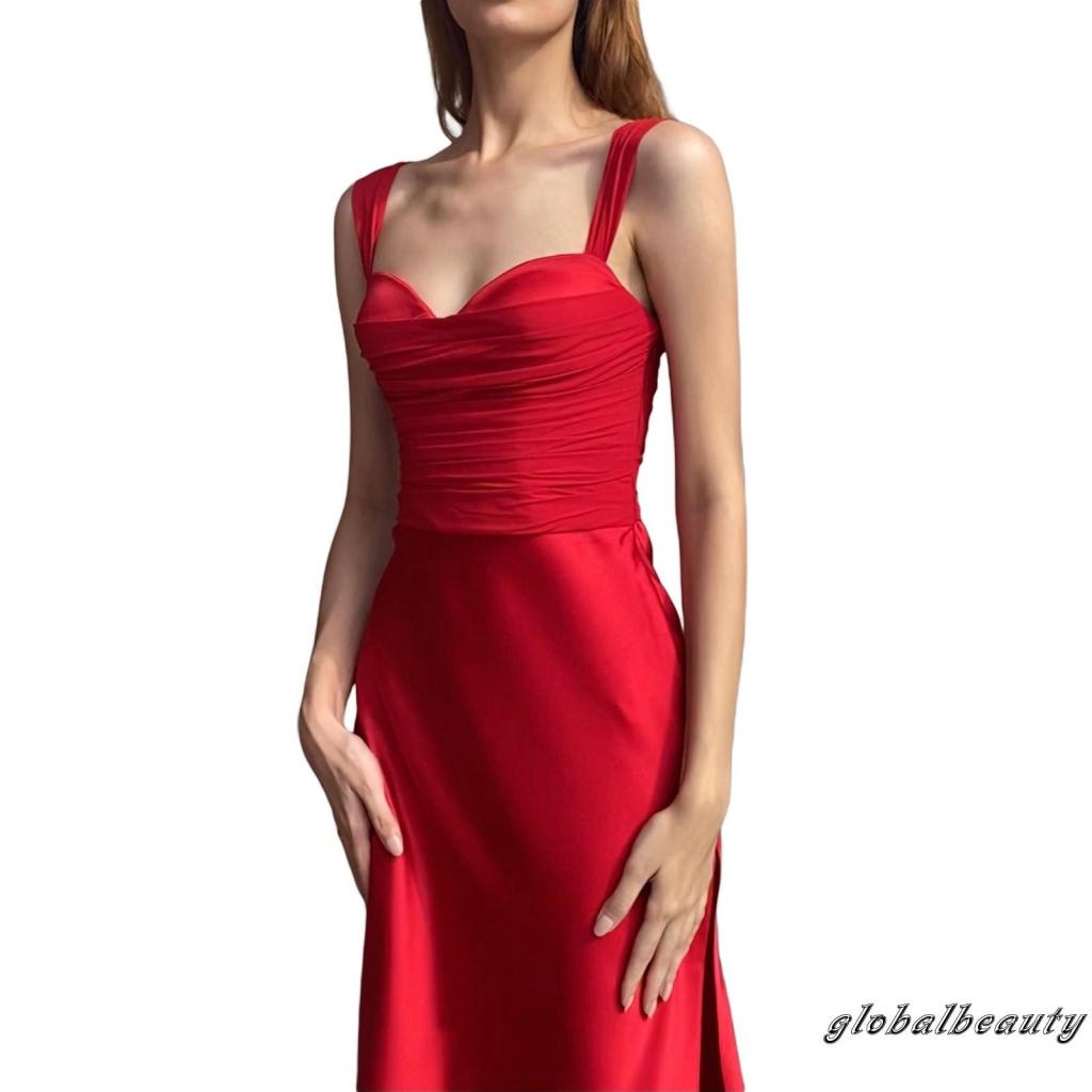 Đầm Hai Dây Dáng Dài Cổ Chữ V Màu Sắc Đơn Giản Thời Trang Mùa Hè Cho Nữ