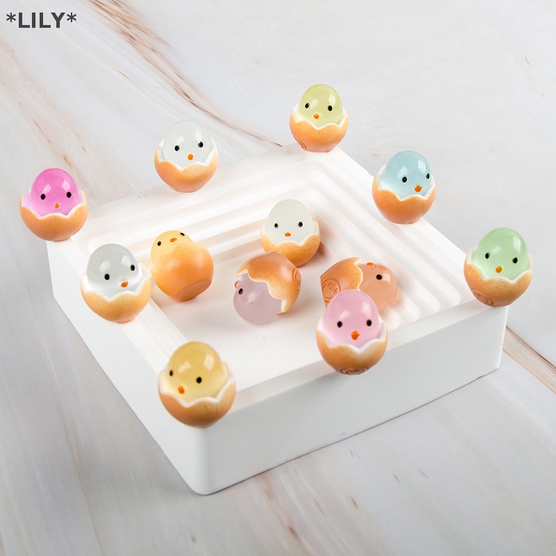 Lily 5 cái vỏ trứng dạ quang Chick nhựa Phụ kiện tự làm kem gel điện thoại di động vỏ tóc trang trí ánh sáng dính móc chìa khóa mặt dây chuyền uuu
