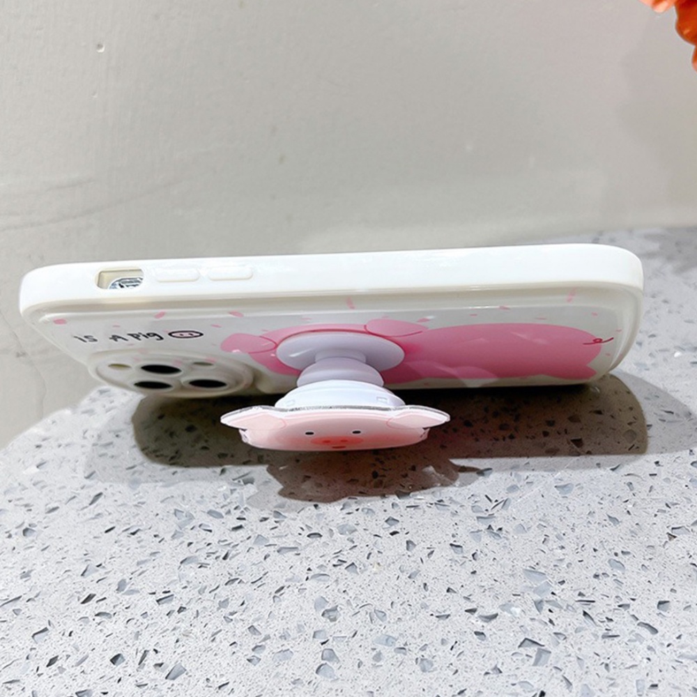 Ốp Điện Thoại TPU Dẻo Họa Tiết Hoạt Hình Chú Heo Hồng Kèm Giá Đỡ Chống Sốc Cho IPhone 14 Pro Max IPhone 13 12 11 Pro Max