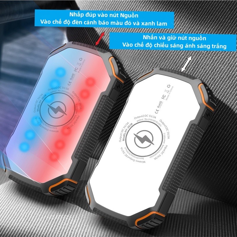 Sạc dự phòng 100000mAh Solar  Đầu ra USB kép Hoạt động ngoài trời Pin ngoài có thể sạc lại không thấm nước Power