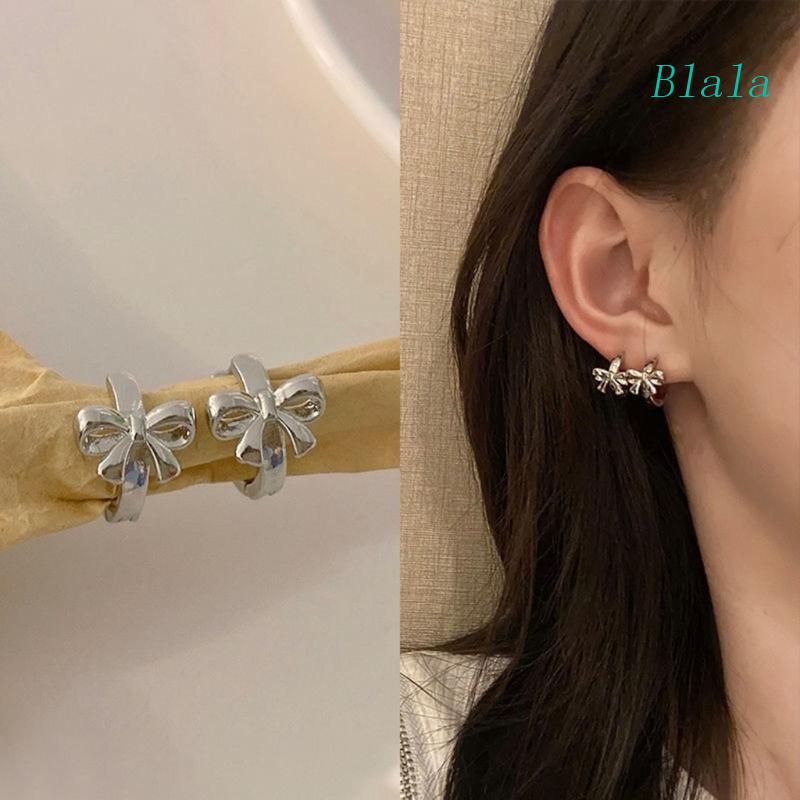 Bông Tai Hình Nơ Bằng Kim Loại Màu Sắc Dành Cho Nữ