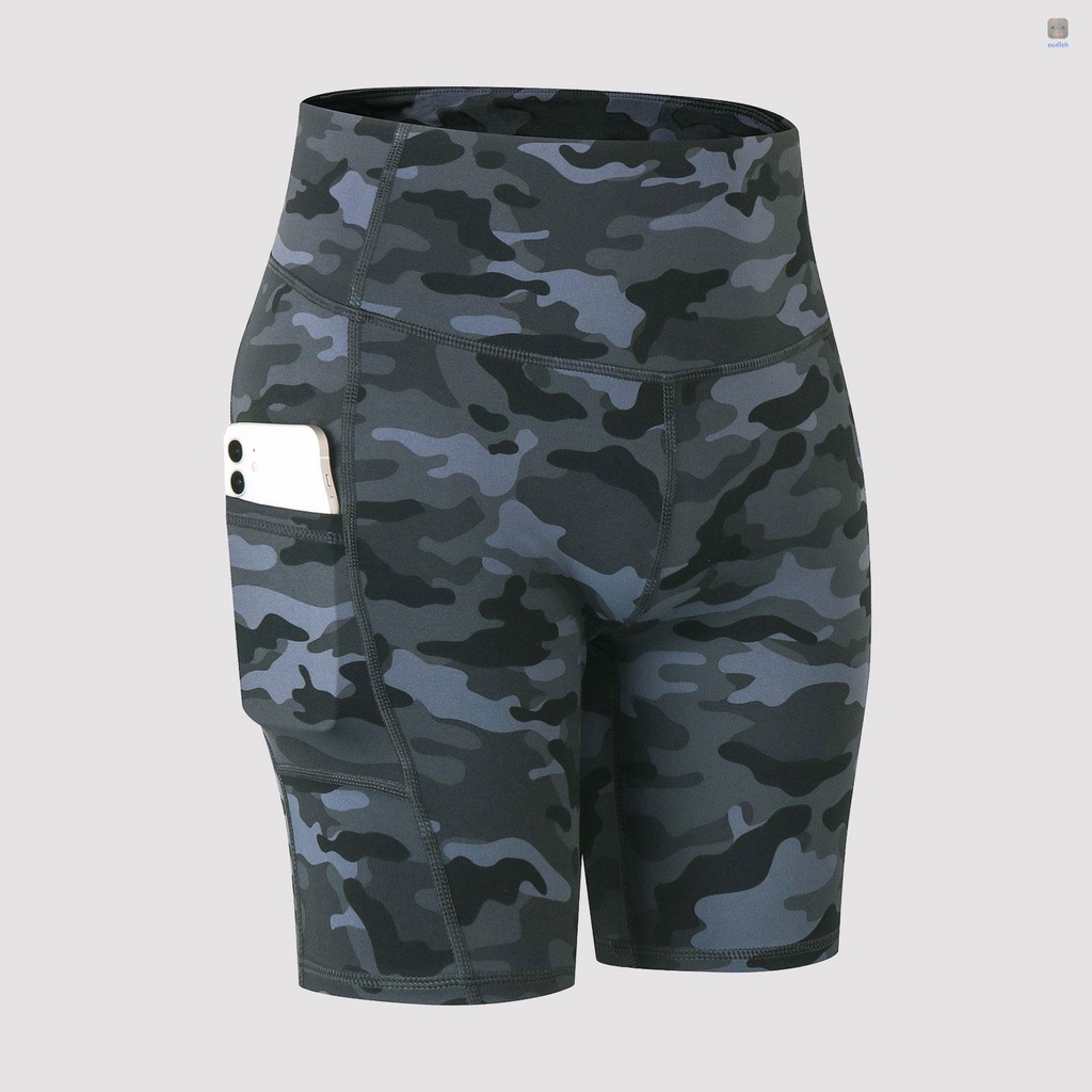 Quần Short Thể Thao Lưng Cao Có Túi Hoạ Tiết Rằn Ri