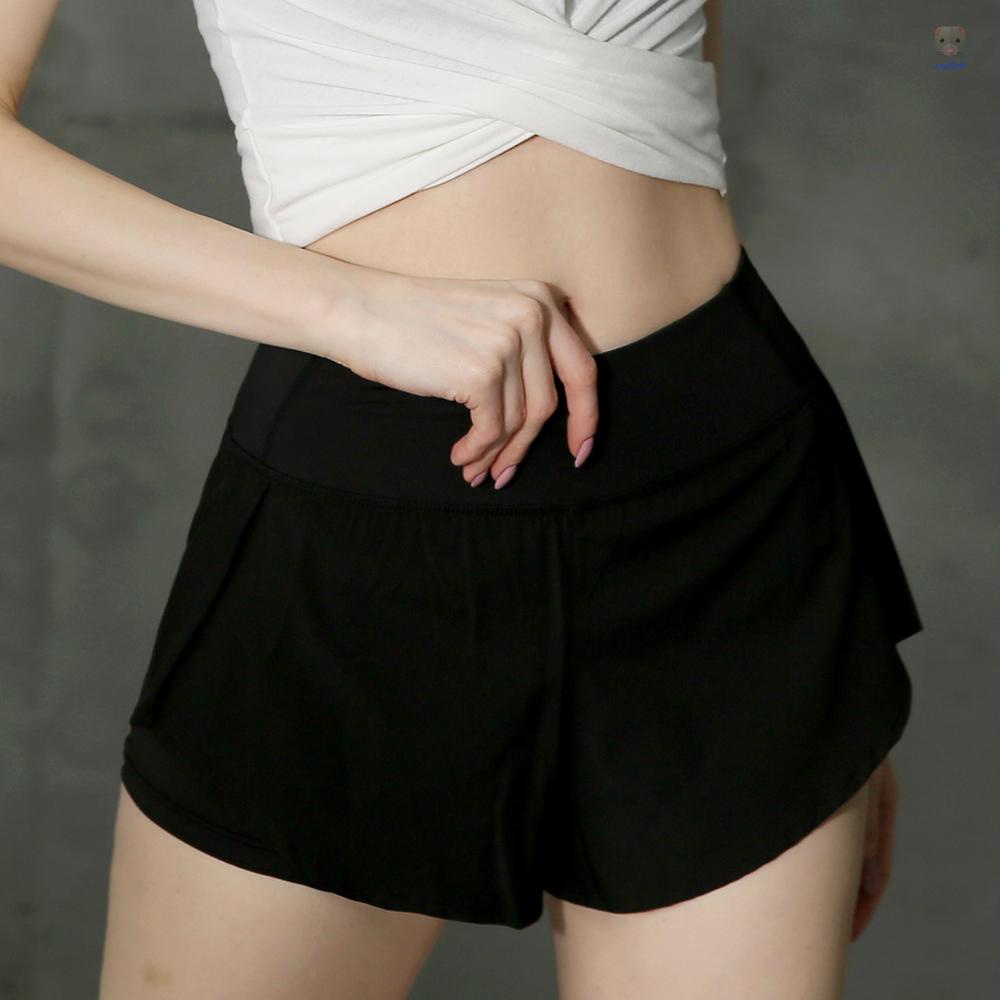 Quần Short TậP Thể Thao 2 Trong 1 Lưng Cao Có TúI