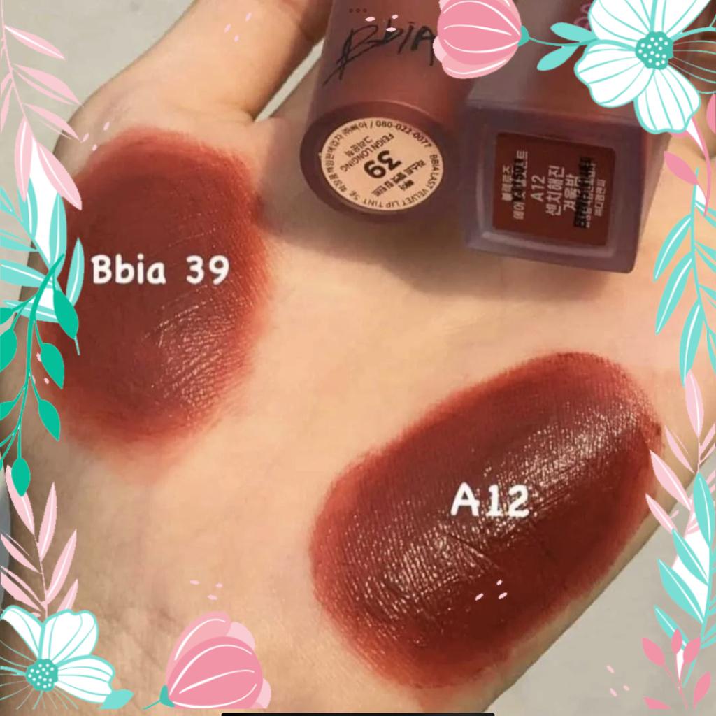 Son kem A12 25 38 39 đỏ nâu BIAA hàng handmade chất son lì mịn môi lên màu chuẩn