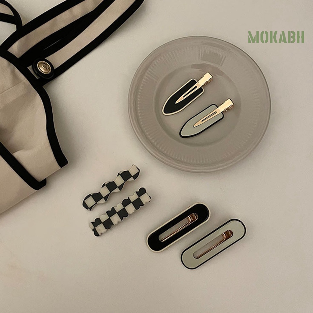 Kẹp Tóc Bằng Hợp Kim Acrylic Họa Tiết Sọc Caro Phong Cách Vintage Cho Nữ