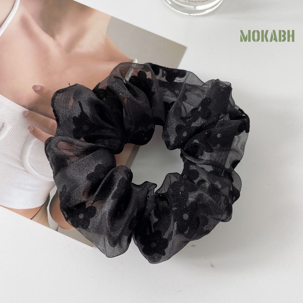 Dây Cột Tóc Co Giãn Chống Trượt Đính Hoa Xinh Xắn Cho Nữ