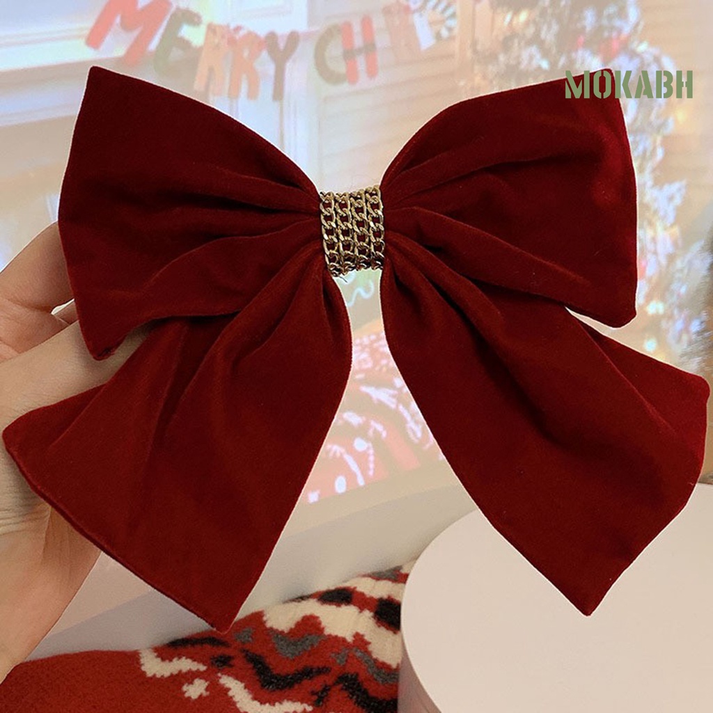 Kẹp Tóc Hình Nơ Màu Trơn Co Giãn Chống Trượt Phong Cách Hàn Quốc Dành Cho Nữ