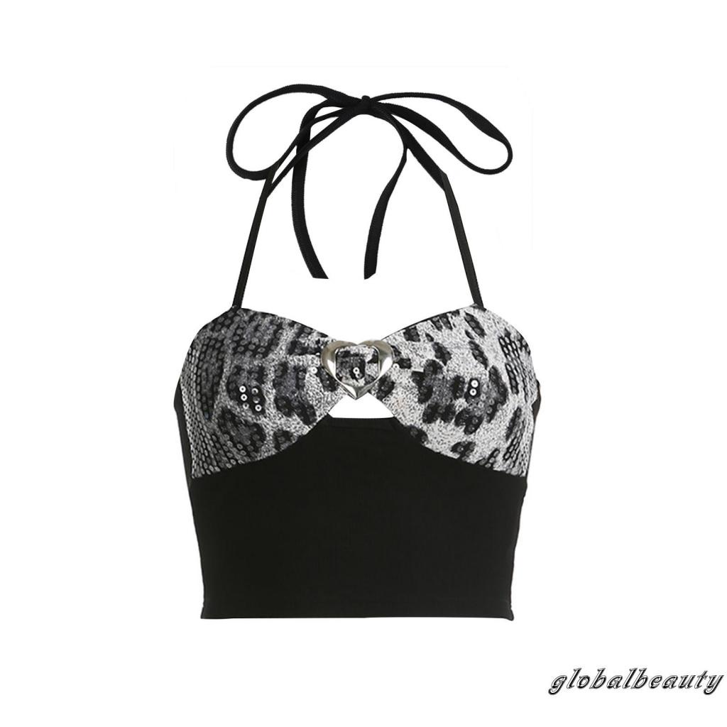 Áo Croptop Hai Dây Không Tay In Họa Tiết Da Báo Phong Cách Đường Phố Cho Nữ