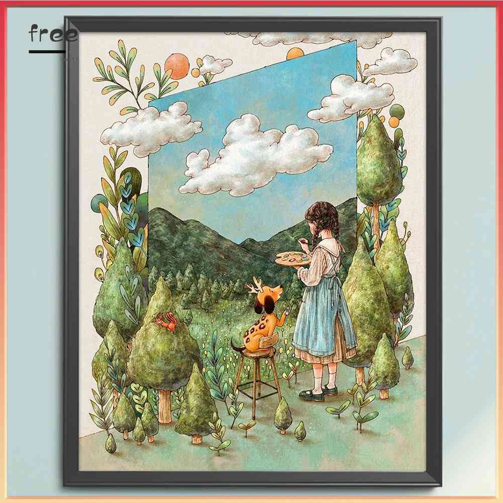 Toàn Bộ Bộ Tranh Thêu Chữ Thập 11CT Bằng cotton Thân Thiện Với Môi Trường Hình Cô Gái