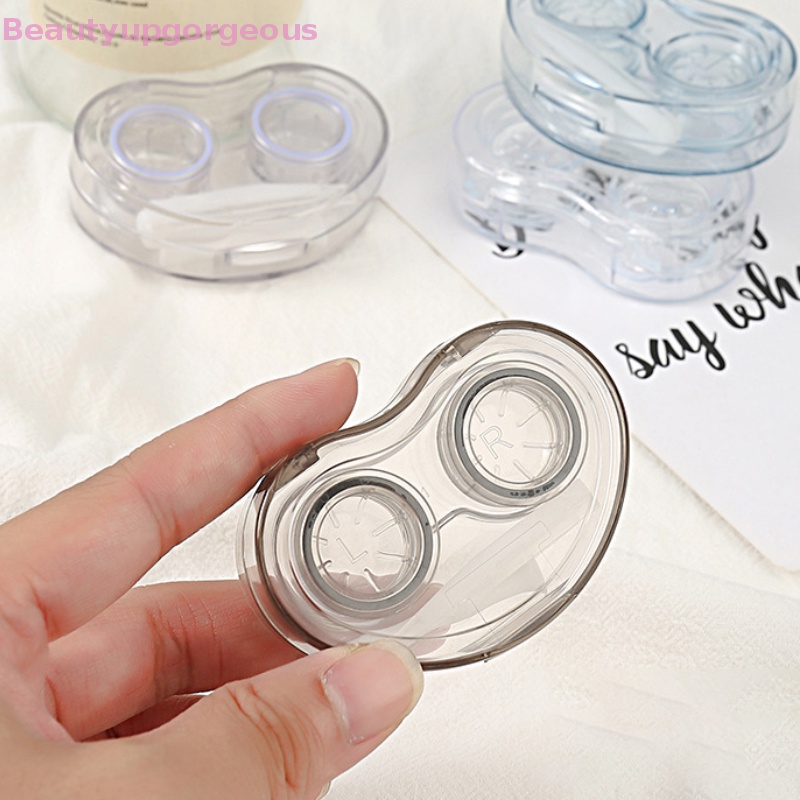 [Beautyupgorgeous] Hộp Đựng Kính Áp Tròng Trong Suốt Có Thể Mang Theo Phong Cách Lạnh Đơn Giản Kèm Nhíp