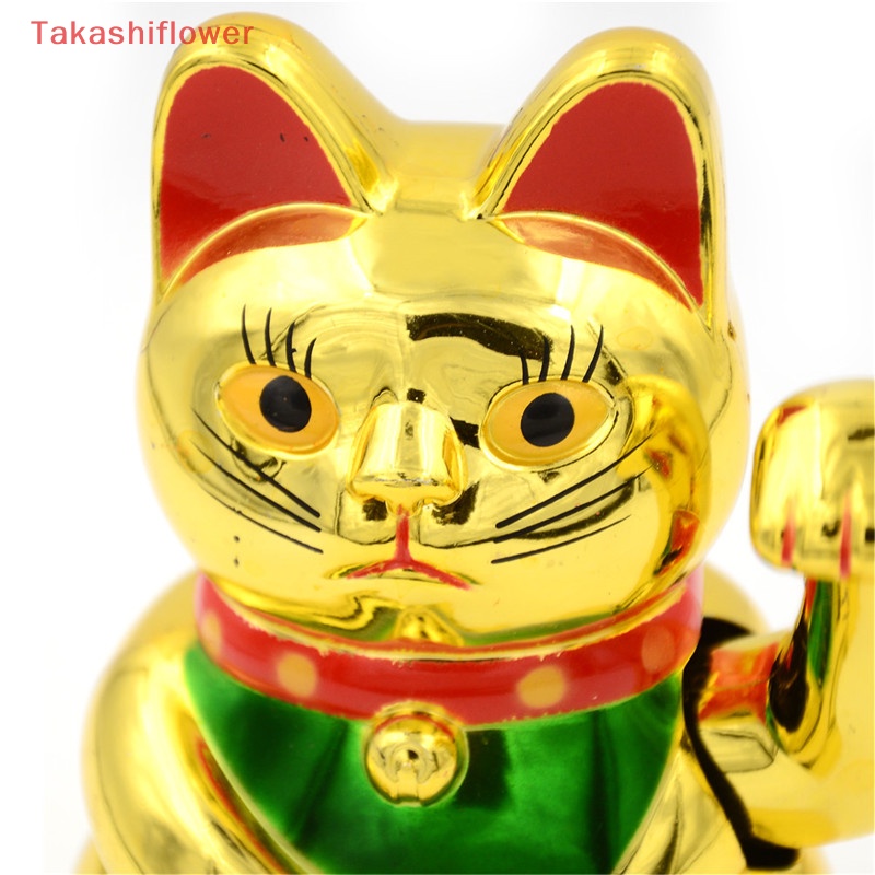 (Takashiflower) Mô Hình Mèo May Mắn Trung Quốc Viền Vàng Có Cánh Tay Chuyển Động Nhiều Màu Sắc Kèm Hộp