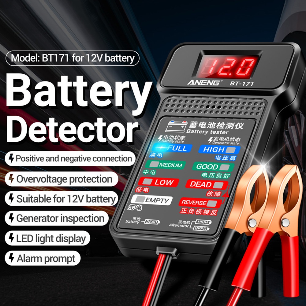 RIRIHI Thiết bị kiểm tra ắc quy xe hơi 12V