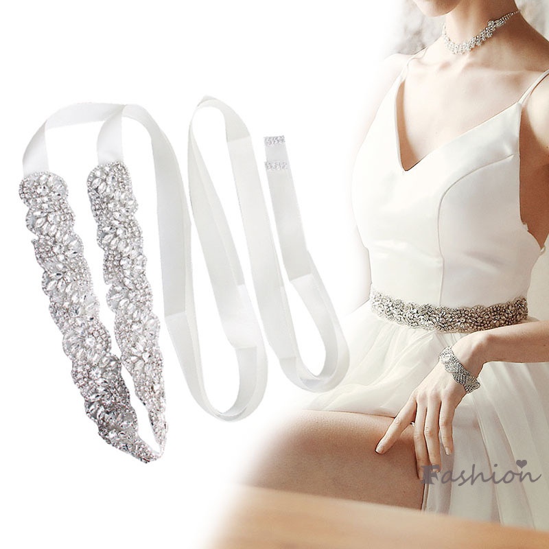 Thắt Lưng Ruy Băng Đính Đá Thủ Công Cho Đám Cưới