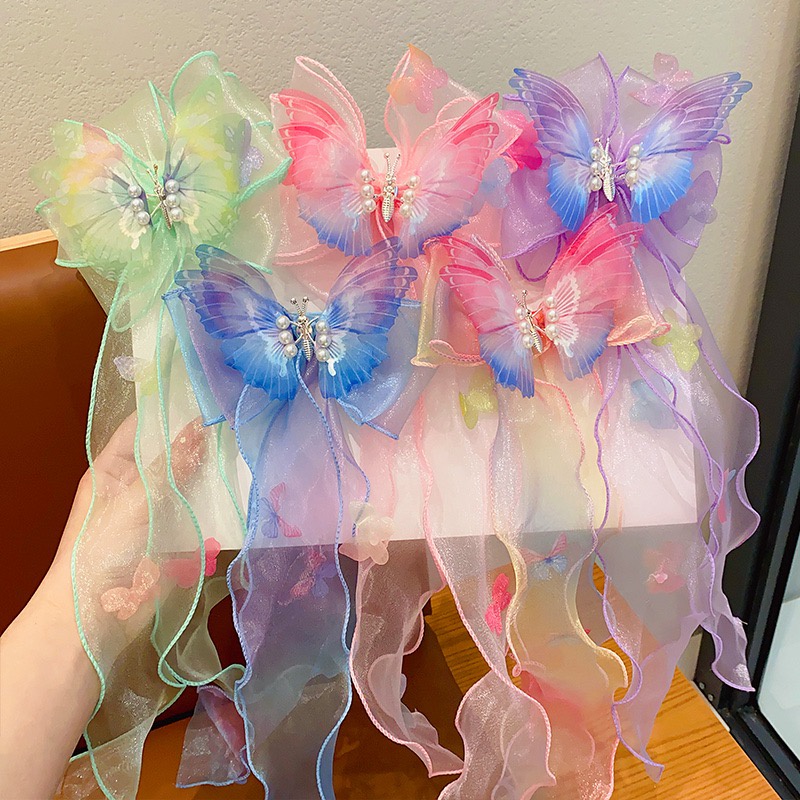 Haimeikang Kẹp Tóc Thắt Bím Đuôi Ngựa Có Thể Di Chuyển Đổi Màu Gradient Ngọt Ngào Mới Cho Nữ