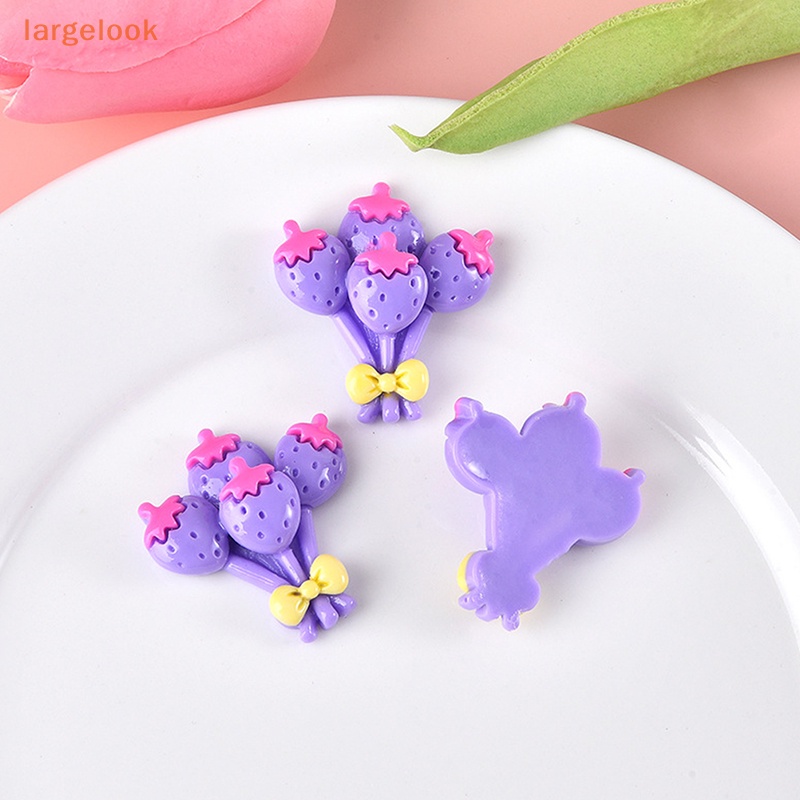 Set 10 Bong Bóng Trái Dâu Bằng Nhựa Resin Trang Trí Điện Thoại / Sổ Tay DIY